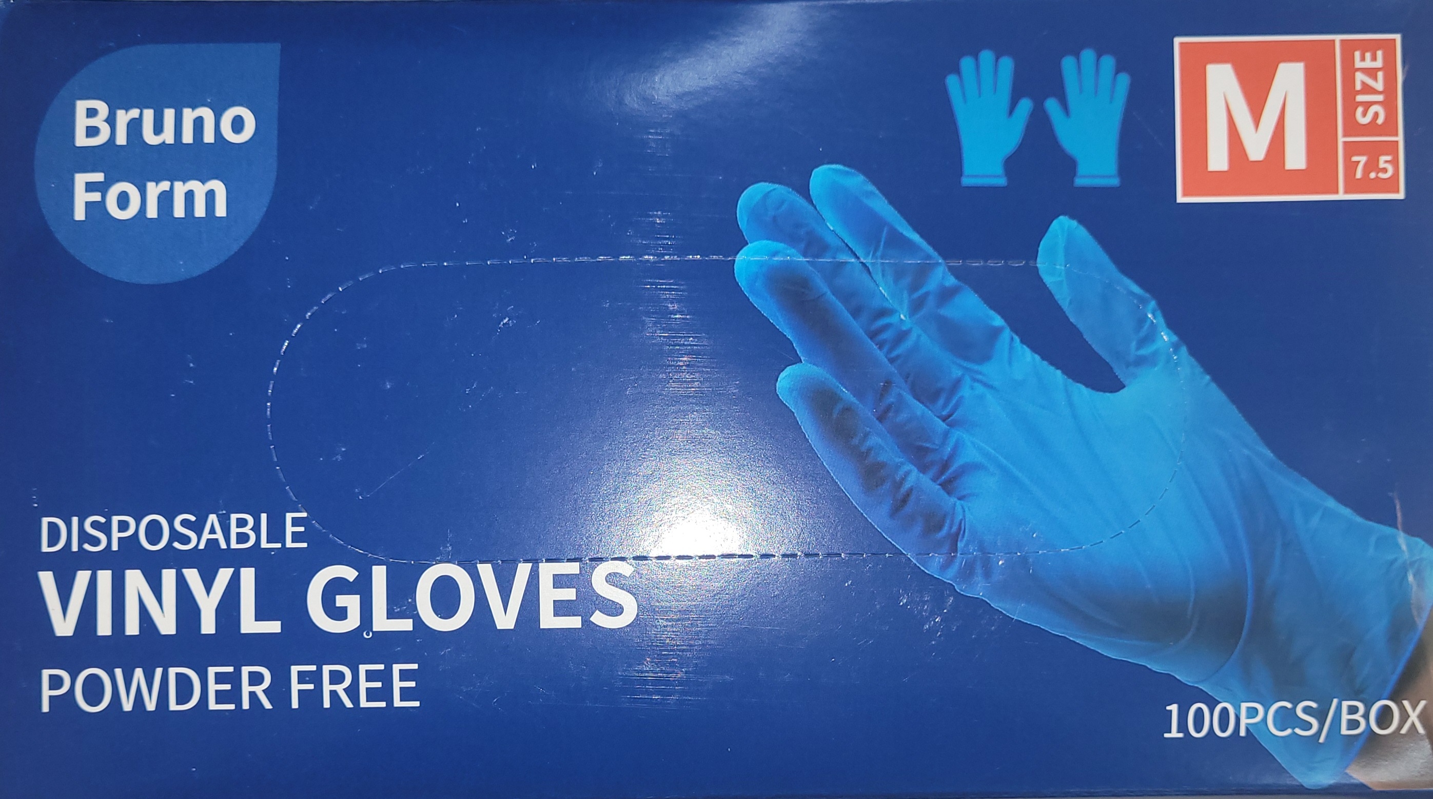 Bruno Form Blue Vinyl Gloves Medium 10 x 100 Gloves